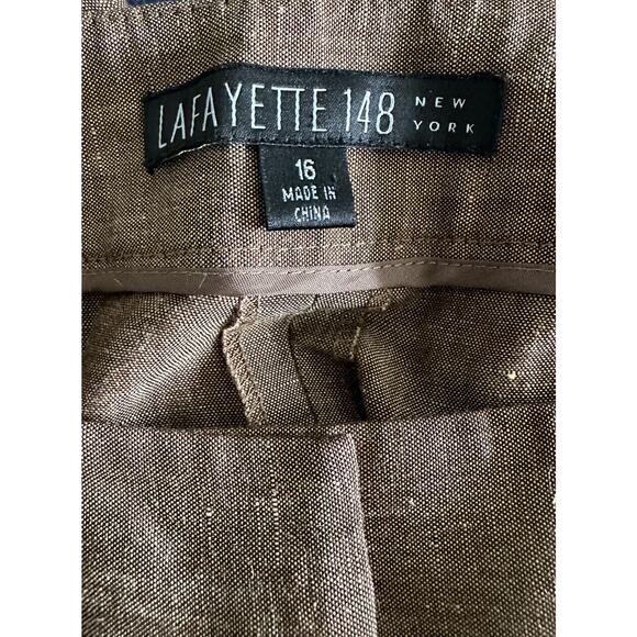 Lafayette 148 NY Women’s Brown Linen Wool Blend Wide Leg Trouser Dress Pants 16 - Picture 3 of 9